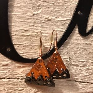 Handmade copper mountain 🏔 drop earrings